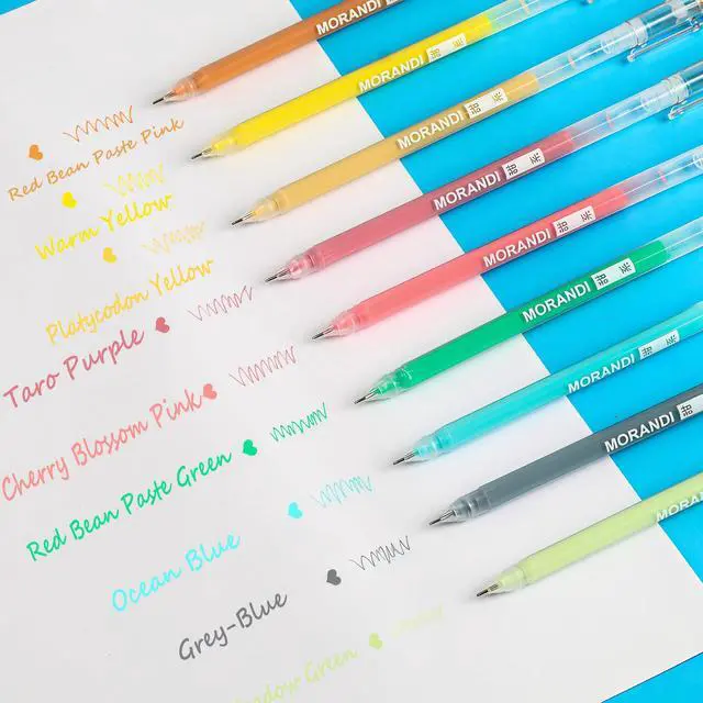 Alt view image 2 of 6 - 9 Colored Gel Pens Set, 0.6mm Fine Point for Black Paper & White Paper, Pens for Journaling, Adult Coloring Books, Bible, Drawing, Note Taking, Art & Journaling Supplies (Morandi-Sweet Color)