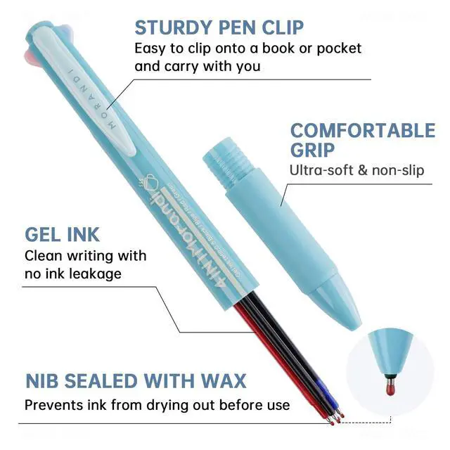 Alt view image 3 of 7 - 4 in 1 Morandi Gel Pens Multicolor Retractable Ballpoint Pens 0.5mm/0.02 Fine Tip 6-Pack Smudge-Free, Fast-Drying, Ideal for Note Taking, Writing, Journaling (6 Morandi Barrel Colors)