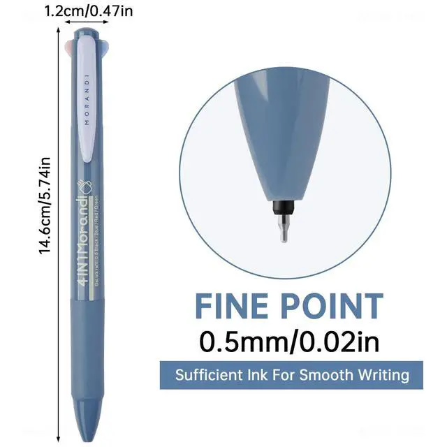 Alt view image 5 of 7 - 4 in 1 Morandi Gel Pens Multicolor Retractable Ballpoint Pens 0.5mm/0.02 Fine Tip 6-Pack Smudge-Free, Fast-Drying, Ideal for Note Taking, Writing, Journaling (6 Morandi Barrel Colors)