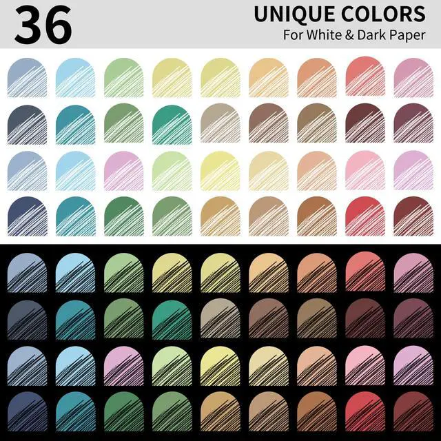 Alt view image 3 of 7 - Gel Pens For Coloring, 36 Pack Colored Pens for Black Paper & White Paper, 0.6MM Fine Point Pens for Coloring, Writing, Drawing, Journaling, Note Taking, Office, Home