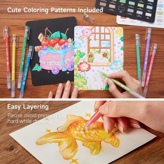 Alt view image 4 of 7 - 30 Colors Cute Journal Pens 0.6mm Fine Point Colored Gel Pens for Black Paper Adult Coloring Writing Drawing Journaling Note Taking School Office Home