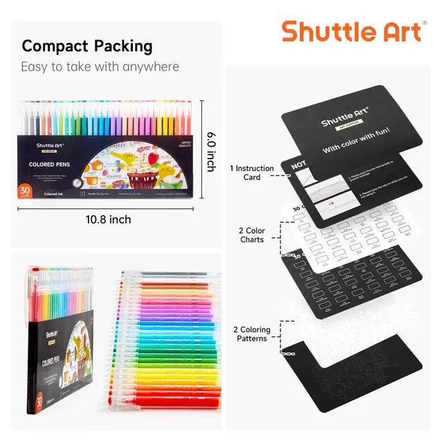 Alt view image 2 of 7 - 30 Colors Cute Journal Pens 0.6mm Fine Point Colored Gel Pens for Black Paper Adult Coloring Writing Drawing Journaling Note Taking School Office Home