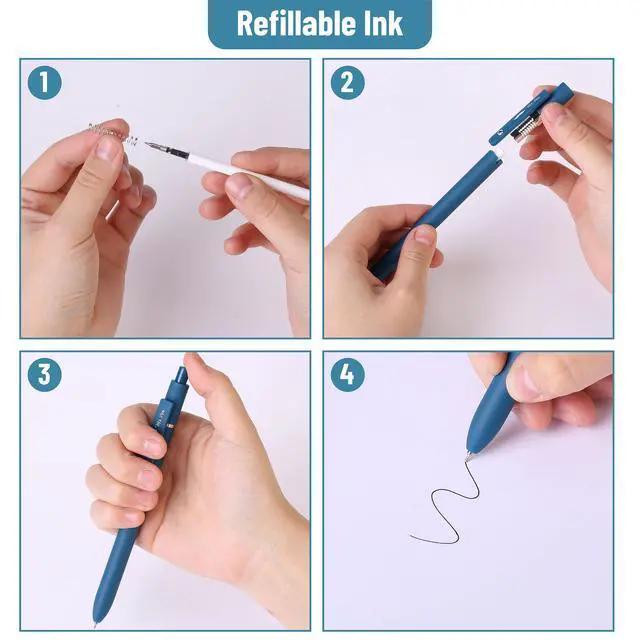 Alt view image 6 of 7 - Retractable Gel Pens, 12 Pack, Morandi and Vintage Barrels | Fast Dry, Black Gel Pens Fine Point 0.5mm, Aesthetic Pens for Journaling