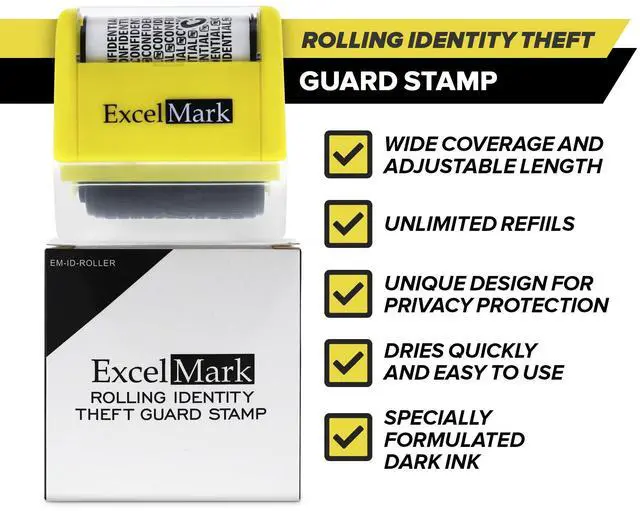Alt view image 7 of 7 - Rolling Identity Theft Guard Stamp (ID Theft Stamp with Refill Ink)