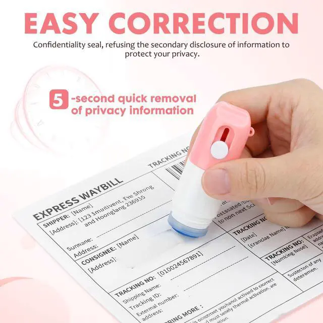 Alt view image 4 of 7 - Thermal Paper Eraser & Identity Protection Roller Stamp for Mail | Water-Based 2-in-1 Privacy Tool for Shipping Labels, Receipts, Dorm Mail, Apartments, Home Offices and Everyday Packages