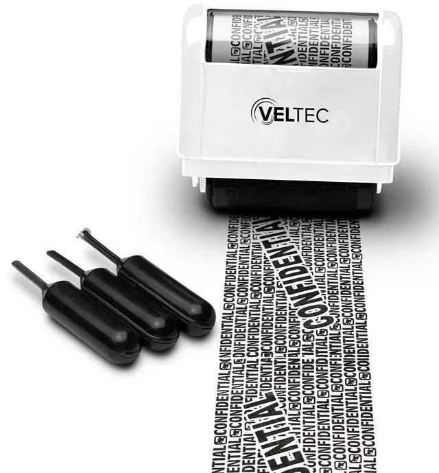 Alt view image 7 of 7 - Identity Theft Protection Roller Stamp - Confidential Roller Stamp - Data Theft Protection Stamp - Anti Theft, Security and Privacy Guard Stamp - 3 Ink Refills (White)