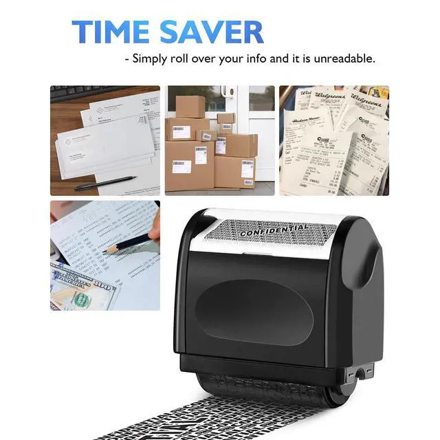 Alt view image 5 of 7 - Identity Theft Protection Roller Stamp, 1 Refill Ink - Confidential Roller Stamp for Identity Protection & Security Stamps- Blocking Out Privacy Information and Guard Your Address and ID