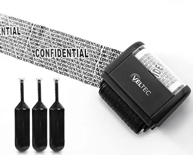 Alt view image 2 of 6 - ID Protector Ink Roller - Identity Theft Protection Roller Stamp Set (Black, Stamp+3 Refills)