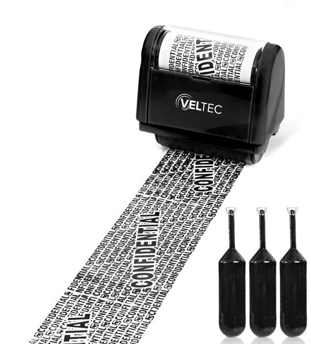 Alt view image 3 of 6 - ID Protector Ink Roller - Identity Theft Protection Roller Stamp Set (Black, Stamp+3 Refills)