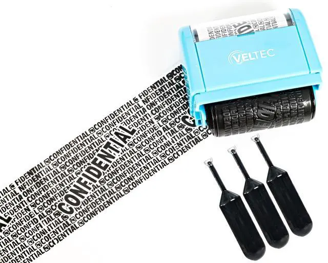 Alt view image 4 of 7 - ID Protector Ink Roller - Identity Theft Protection Roller Stamp Set (Blue, Stamp+3 Refills)