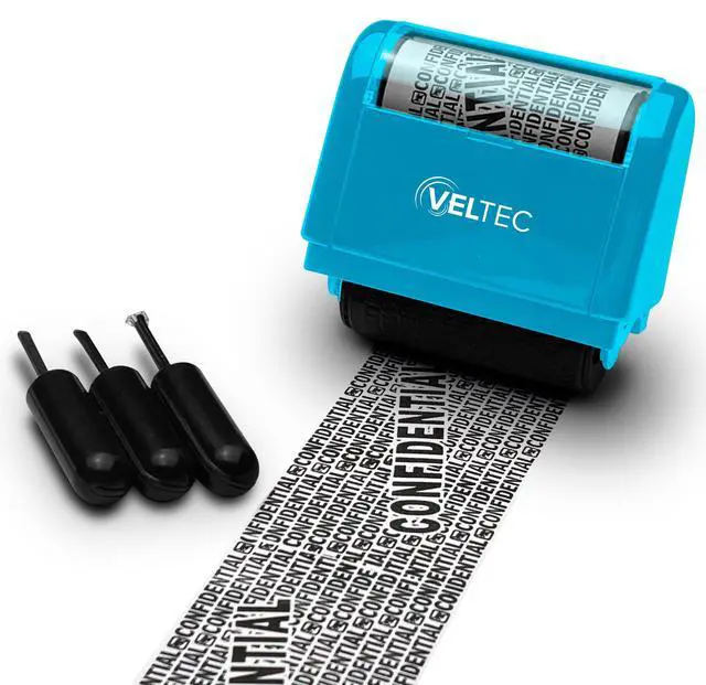 Alt view image 7 of 7 - ID Protector Ink Roller - Identity Theft Protection Roller Stamp Set (Blue, Stamp+3 Refills)