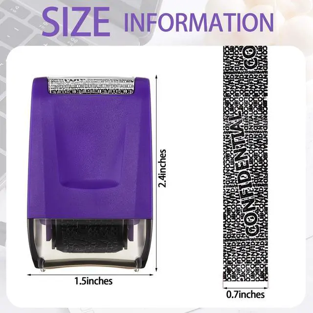 Alt view image 2 of 7 - 2 Pcs Identity Theft Prevention Roller Stamp Confidential Privacy Stamp Roller Guard Your ID Address Blocker Rolling Security for Mail Account(Black and Purple, Medium)