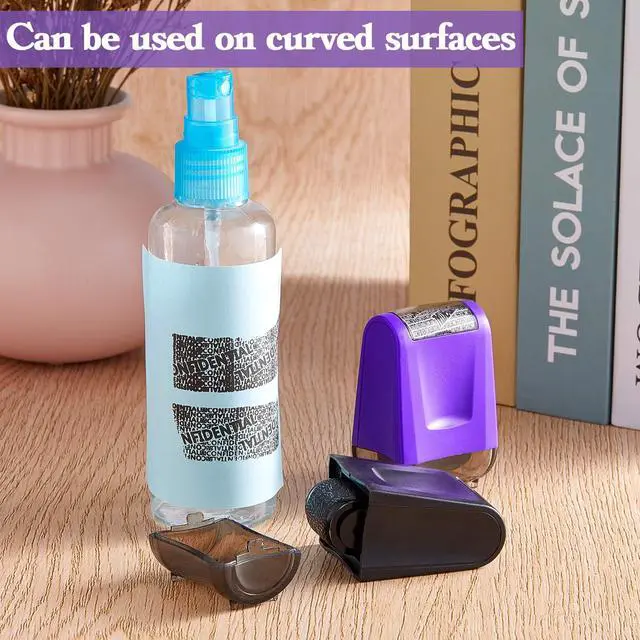 Alt view image 6 of 7 - 2 Pcs Identity Theft Prevention Roller Stamp Confidential Privacy Stamp Roller Guard Your ID Address Blocker Rolling Security for Mail Account(Black and Purple, Medium)