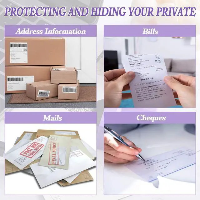 Alt view image 7 of 7 - 2 Pcs Identity Theft Prevention Roller Stamp Confidential Privacy Stamp Roller Guard Your ID Address Blocker Rolling Security for Mail Account(Black and Purple, Medium)
