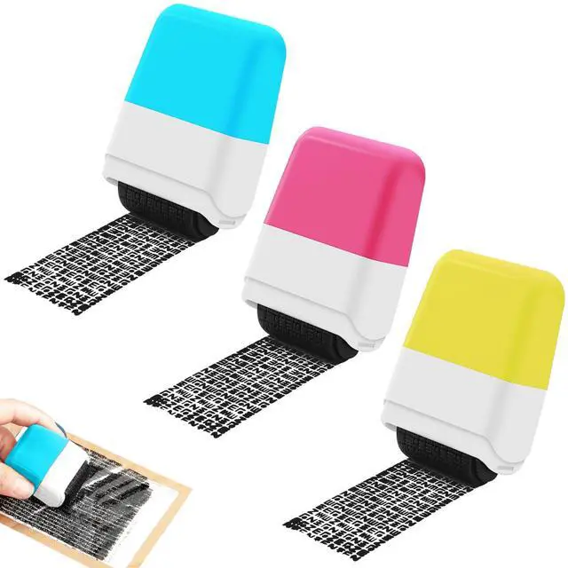 Main image of 3PCS Confidential Stamp - Identity Theft Protection Roller Stamp Guard Your Id Address Blocker Privacy Ink Roller for Mail Address Blackout