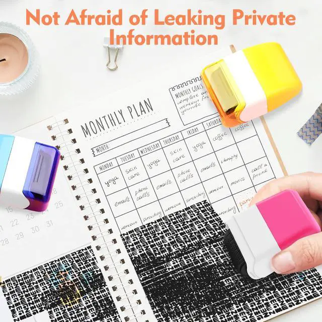 Alt view image 7 of 7 - 3PCS Confidential Stamp - Identity Theft Protection Roller Stamp Guard Your Id Address Blocker Privacy Ink Roller for Mail Address Blackout