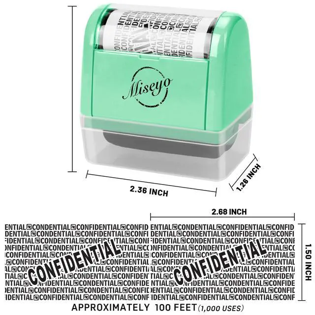 Alt view image 2 of 7 - Wide Roller Stamp Identity Theft Stamp 1.5 Inch Perfect for Privacy Protection - Mint Green