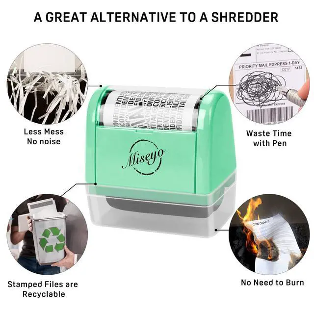 Alt view image 5 of 7 - Wide Roller Stamp Identity Theft Stamp 1.5 Inch Perfect for Privacy Protection - Mint Green
