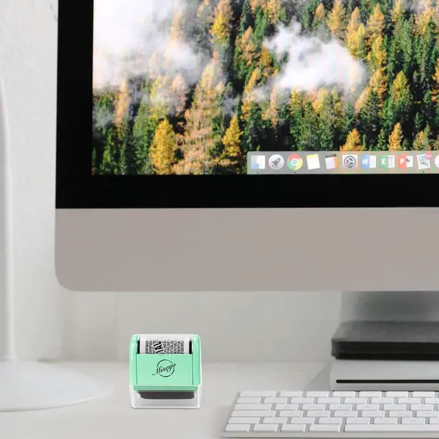 Alt view image 6 of 7 - Wide Roller Stamp Identity Theft Stamp 1.5 Inch Perfect for Privacy Protection - Mint Green