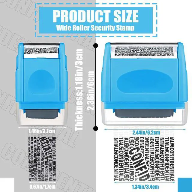 Alt view image 2 of 7 - 2 Pack Identity Protection Roller Stamp 4 Pack Refill Ink,Blue | Confidential Privacy Stamp, Information Blocker for ID, Account, Data and Address Security, Prevents Identity Theft Risk