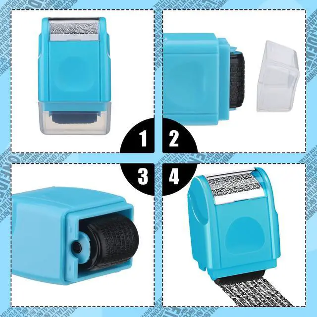 Alt view image 4 of 7 - 2 Pack Identity Protection Roller Stamp 4 Pack Refill Ink,Blue | Confidential Privacy Stamp, Information Blocker for ID, Account, Data and Address Security, Prevents Identity Theft Risk