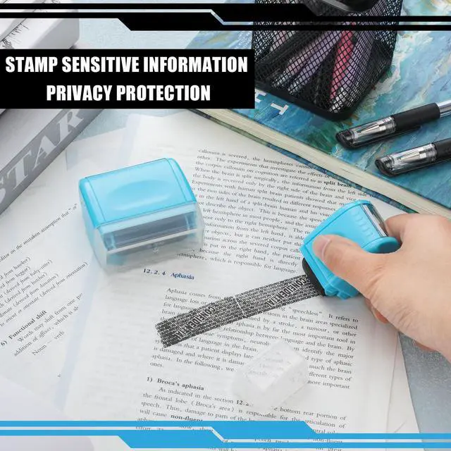 Alt view image 6 of 7 - 2 Pack Identity Protection Roller Stamp 4 Pack Refill Ink,Blue | Confidential Privacy Stamp, Information Blocker for ID, Account, Data and Address Security, Prevents Identity Theft Risk