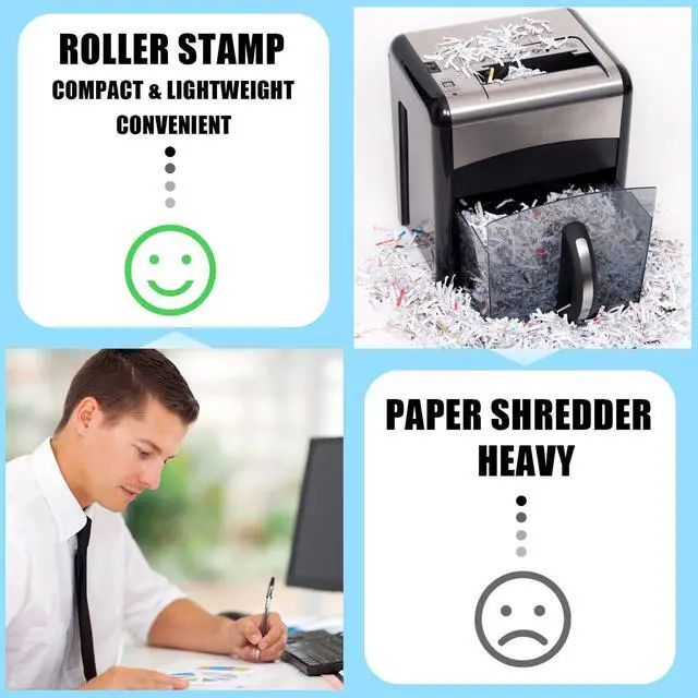 Alt view image 7 of 7 - 2 Pack Identity Protection Roller Stamp 4 Pack Refill Ink,Blue | Confidential Privacy Stamp, Information Blocker for ID, Account, Data and Address Security, Prevents Identity Theft Risk