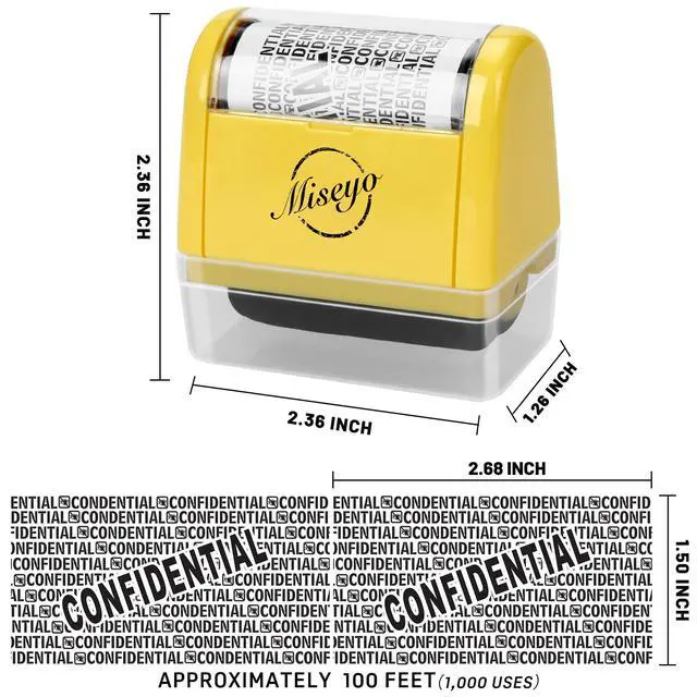 Alt view image 3 of 7 - Wide Roller Stamp Identity Theft Stamp 1.5 Inch Perfect for Privacy Protection - Yellow
