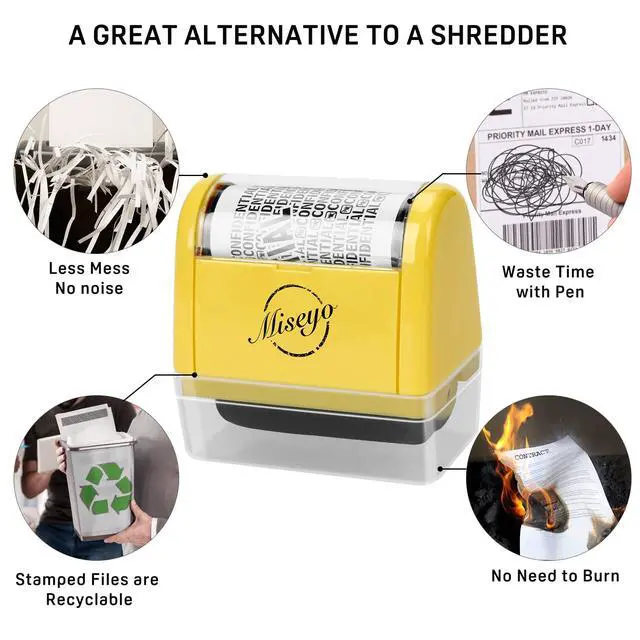 Alt view image 6 of 7 - Wide Roller Stamp Identity Theft Stamp 1.5 Inch Perfect for Privacy Protection - Yellow