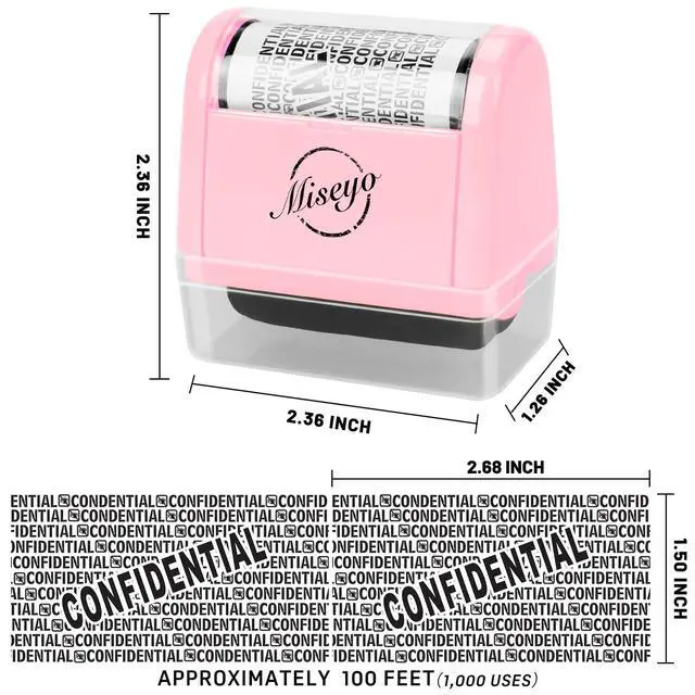 Alt view image 2 of 7 - Wide Roller Stamp Identity Theft Stamp 1.5 Inch Perfect for Privacy Protection,Anti-Theft Security Confidential Easy for Guard Personal Information Blockout - Pink