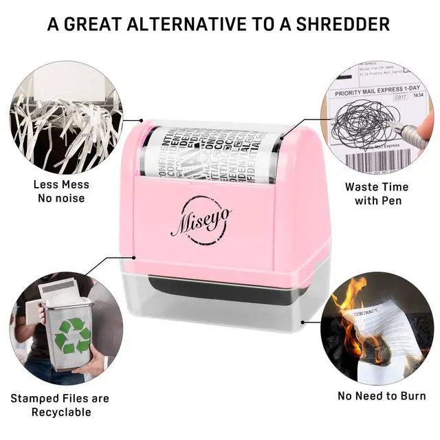 Alt view image 5 of 7 - Wide Roller Stamp Identity Theft Stamp 1.5 Inch Perfect for Privacy Protection,Anti-Theft Security Confidential Easy for Guard Personal Information Blockout - Pink