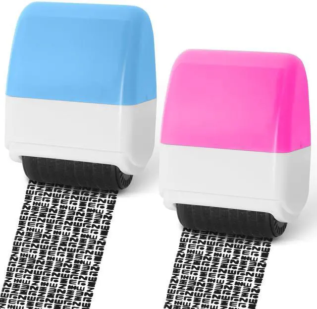 Main image of 2 Pack Identity Theft Protection Roller Stamp, Stamps for Mailing | Protect Your ID Theft Protection Roller Stamp for Mail Address ID Blackout Privacy & Security(Blue and Pink)