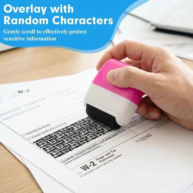 Alt view image 3 of 7 - 2 Pack Identity Theft Protection Roller Stamp, Stamps for Mailing | Protect Your ID Theft Protection Roller Stamp for Mail Address ID Blackout Privacy & Security(Blue and Pink)
