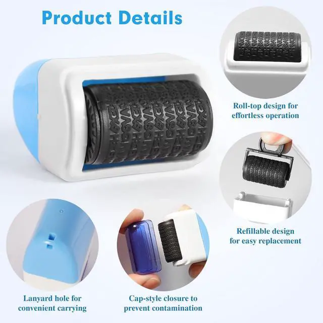 Alt view image 4 of 7 - 2 Pack Identity Theft Protection Roller Stamp, Stamps for Mailing | Protect Your ID Theft Protection Roller Stamp for Mail Address ID Blackout Privacy & Security(Blue and Pink)