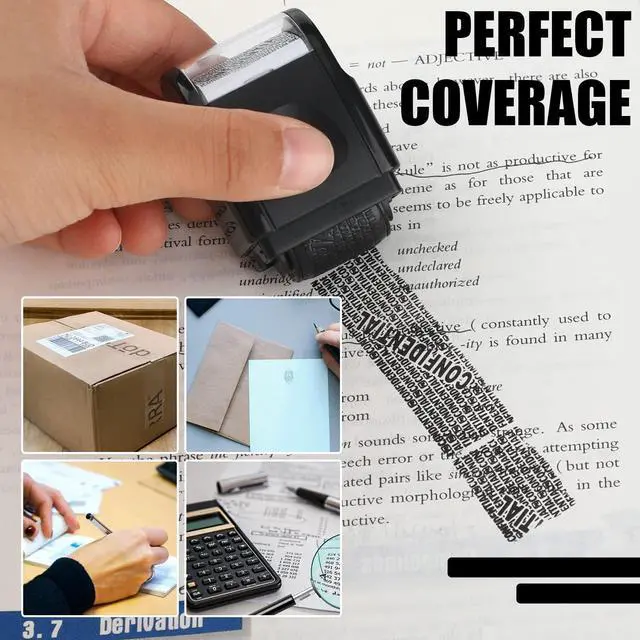 Alt view image 7 of 7 - 2 Pack Identity Protection Roller Stamp 4 Pack Refill Ink,Black | Confidential Privacy Stamp, Information Blocker for ID, Account, Data and Address Security, Prevents Identity Theft Risk
