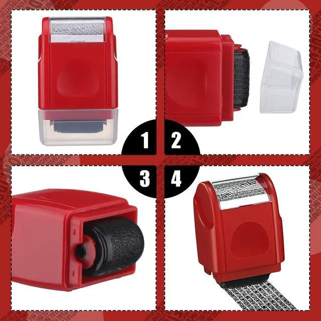 Alt view image 5 of 7 - 2 Pack Identity Protection Roller Stamp 4 Pack Refill Ink,Red | Confidential Privacy Stamp, Information Blocker for ID, Account, Data and Address Security, Prevents Identity Theft Risk
