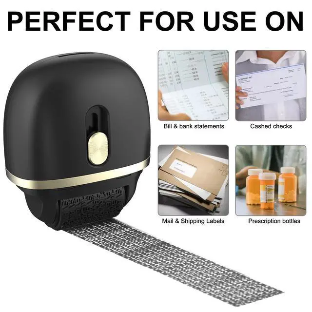 Alt view image 2 of 7 - Identity Protection Roller Stamps 2 Pack Black | Confidential Roller Stamp with 4 Refills, Wide Identity Theft Protection Stamp for ID Blockout, Privacy & Security