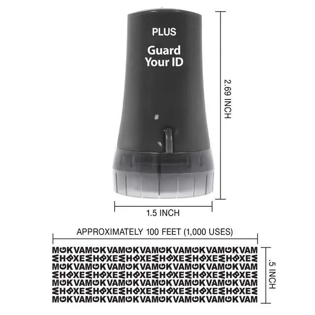 Alt view image 7 of 7 - Guard Your ID Identity Theft Protection Roller Stamp for Mail, Black