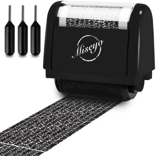 Main image of Identity Theft Protection Roller Stamp Set - Black (3 Refill Ink Included)