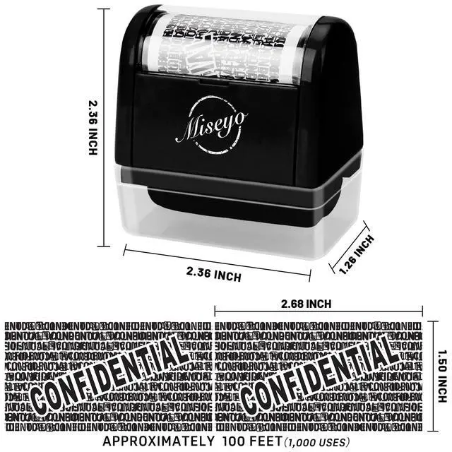 Alt view image 2 of 7 - Identity Theft Protection Roller Stamp Set - Black (3 Refill Ink Included)
