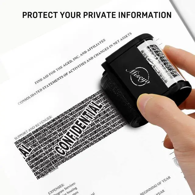 Alt view image 4 of 7 - Identity Theft Protection Roller Stamp Set - Black (3 Refill Ink Included)