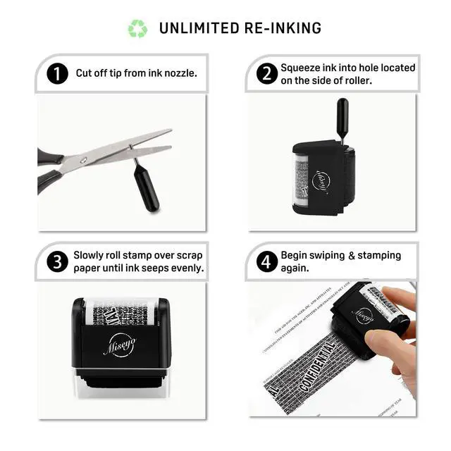 Alt view image 3 of 7 - Identity Theft Protection Roller Stamp Set - Black (3 Refill Ink Included)