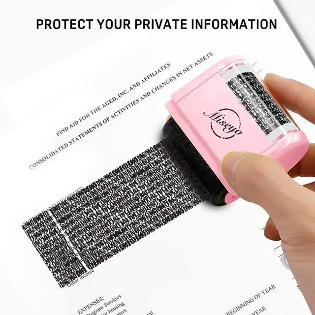 Alt view image 4 of 7 - Wide Identity Theft Protection Roller Stamp Set - Pink (3 Refill Ink Included)