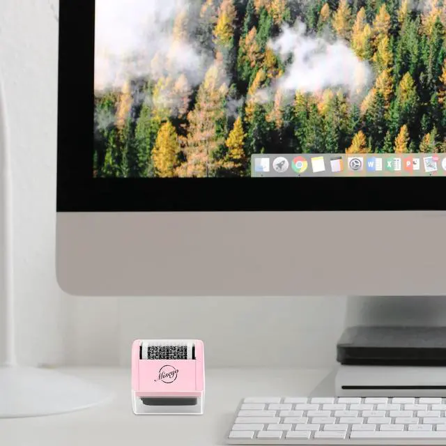 Alt view image 6 of 7 - Wide Identity Theft Protection Roller Stamp Set - Pink (3 Refill Ink Included)