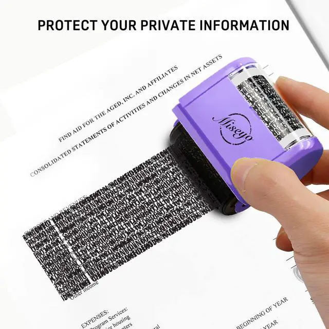 Alt view image 4 of 7 - Wide Identity Theft Protection Roller Stamp Set - Purple (3 Refill Ink Included)