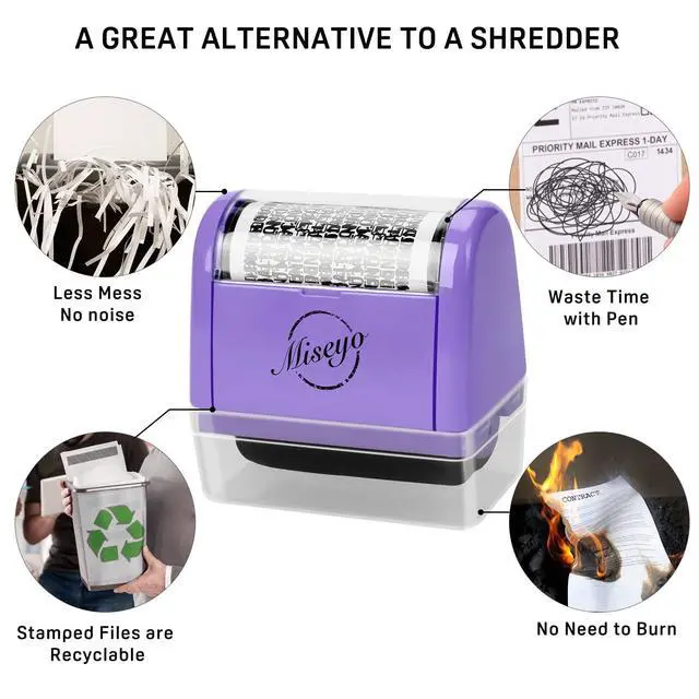 Alt view image 5 of 7 - Wide Identity Theft Protection Roller Stamp Set - Purple (3 Refill Ink Included)