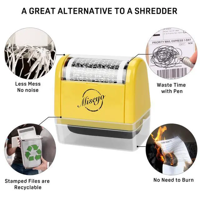 Alt view image 5 of 7 - Wide Identity Theft Protection Roller Stamp Set - Yellow (3 Refill Ink Included)