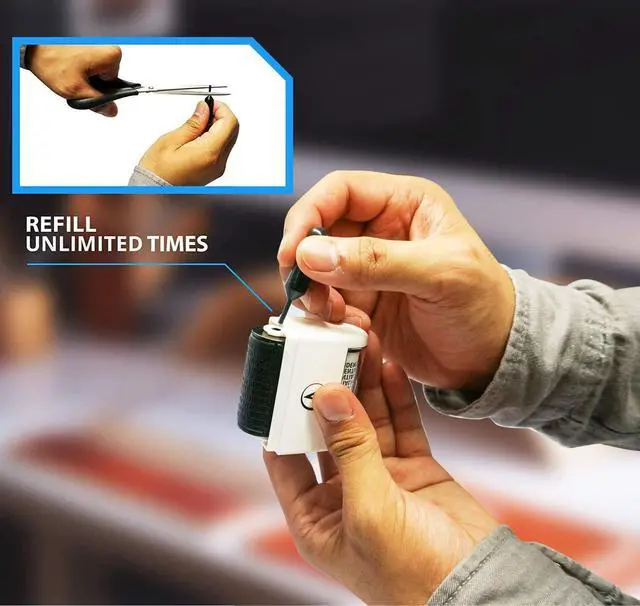 Alt view image 6 of 6 - Identity Theft Protection Roller Stamp for Hiding Sensitive Information, Wide Confidential Stamp with 3 Ink Refill, Security Stamp Roller for Identity Theft Prevention, Classy White