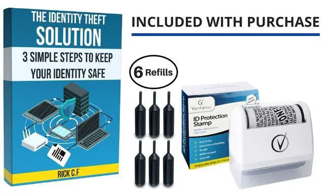 Alt view image 3 of 7 - Identity Theft Protection Roller Stamp for Hiding Sensitive Information, Wide Confidential Stamp with 6 Ink Refill, Security Stamp Roller for Identity Theft Prevention, Classy Blue
