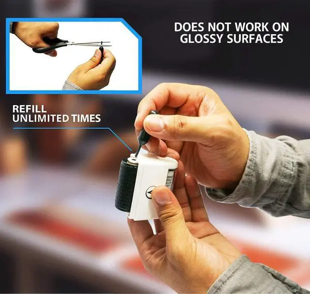 Alt view image 6 of 7 - Identity Theft Protection Roller Stamp for Hiding Sensitive Information, Wide Confidential Stamp with 6 Ink Refill, Security Stamp Roller for Identity Theft Prevention, Classy Blue